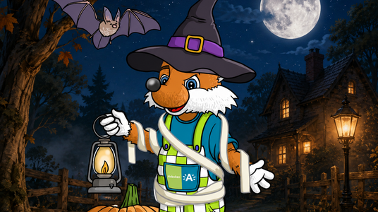 Pol de vos in Halloween tenue